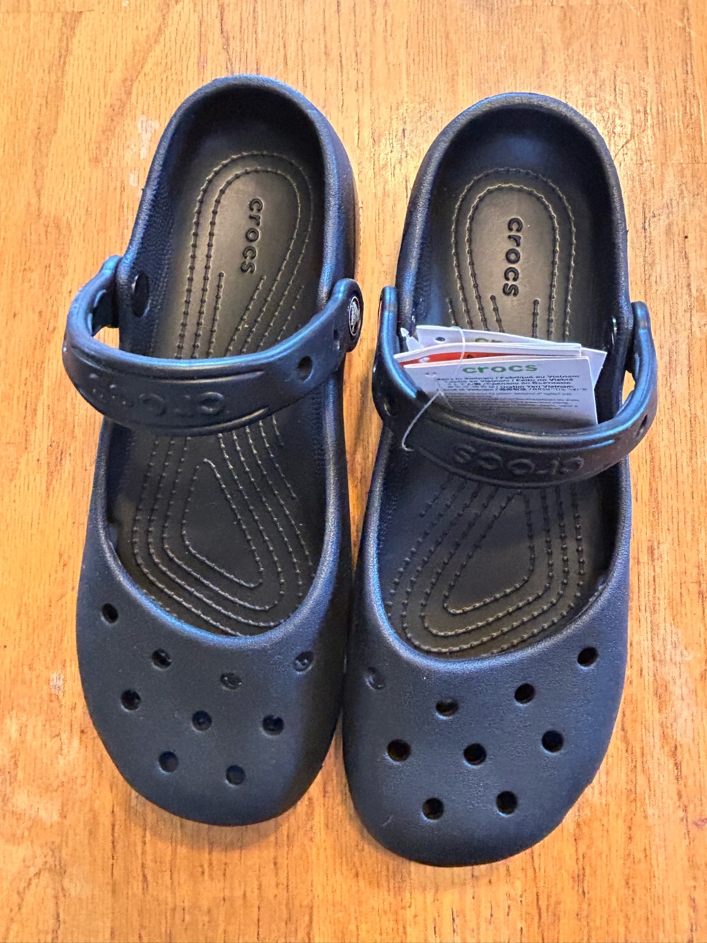 CROCS Black Mary Jane Clogs with Heel Strap
